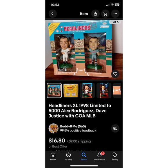 1998 Headliners XL Alex Rodriguez, David Justice, Limited to 5000 with MLB - Picture 2 of 9